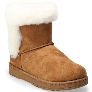 SO Paulina Chestnut Brown Faux Fur Lining Ankle Ankle Boots NWOB 10 M Faux Suede